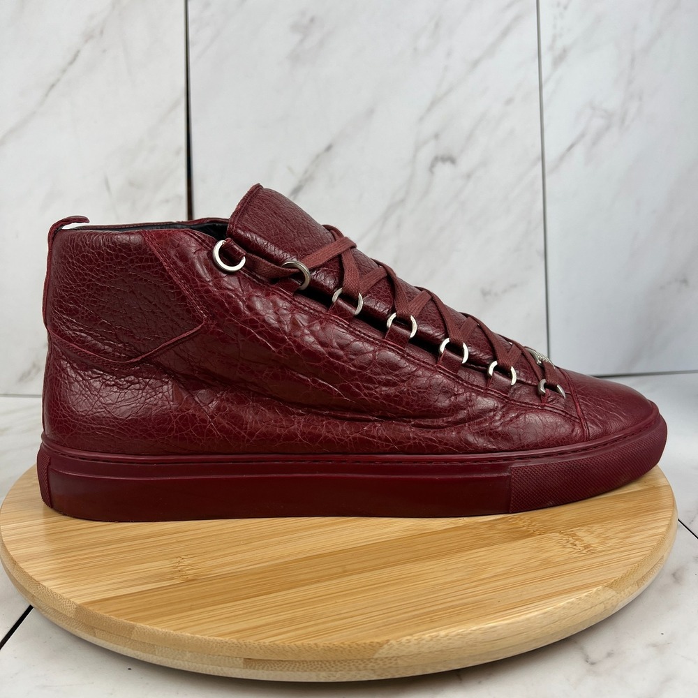 Balenciaga Arena High Mens Size 12 [EU 45] Burgundy Sneakers Shoes 341760
